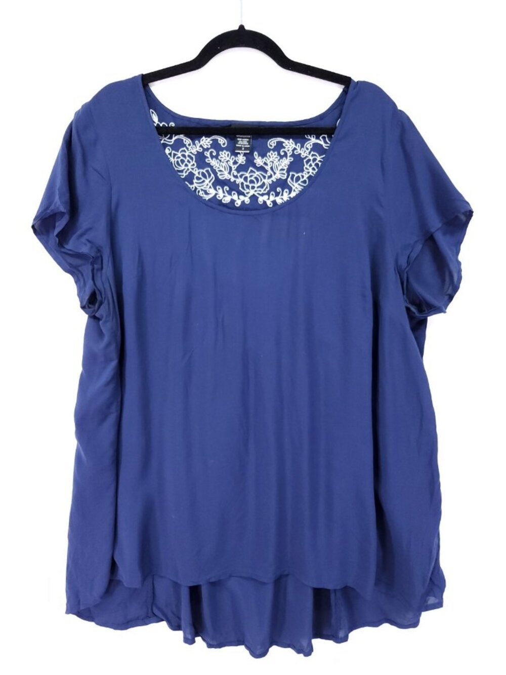 Torrid Blue Embroidery Boho Size 2 Plus 2X  Womens Tunic Top